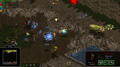 Players fighting on the first level of Impossible Ultraviolet.